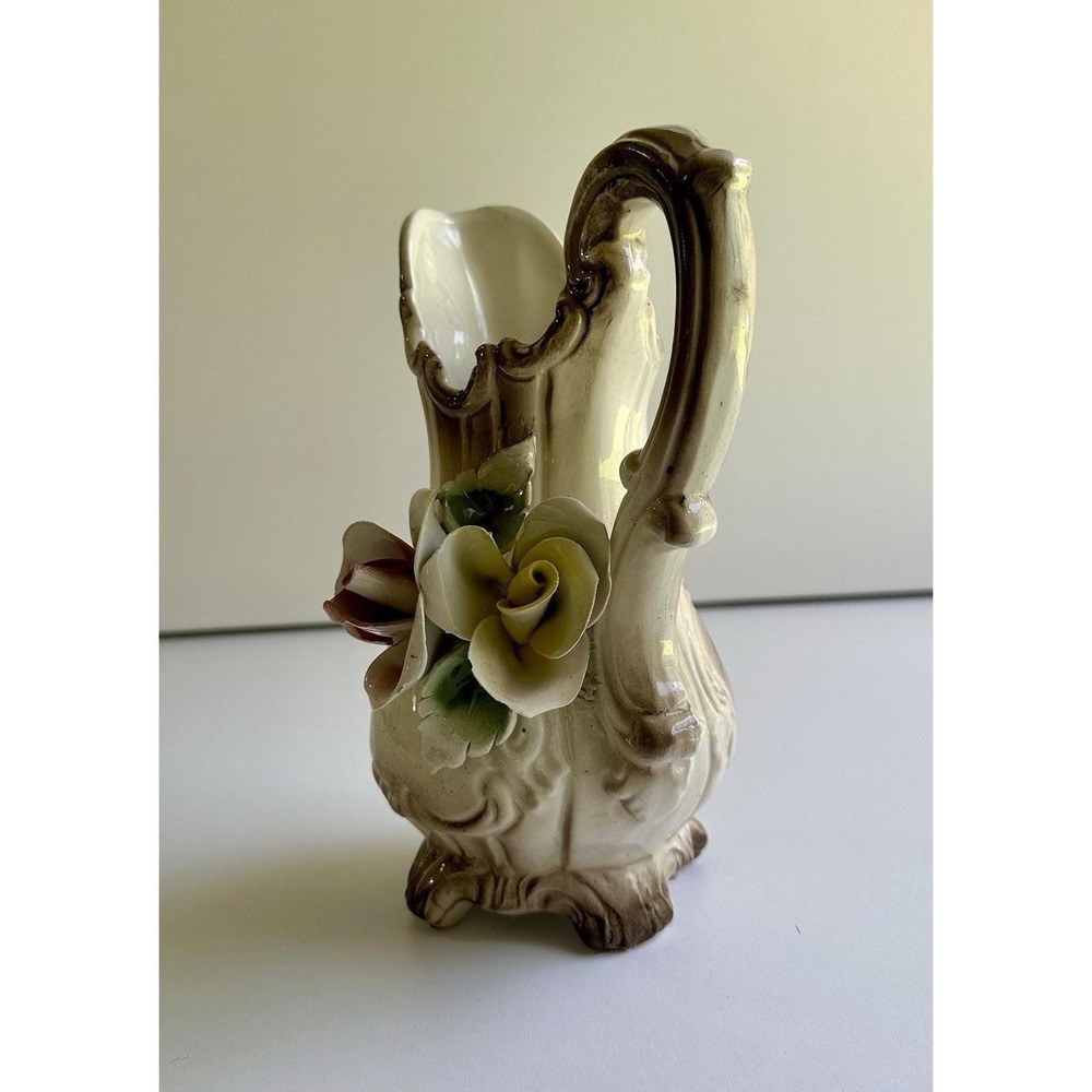 Vintage Capodimonte Style Floral Pitcher/Vase 1960's